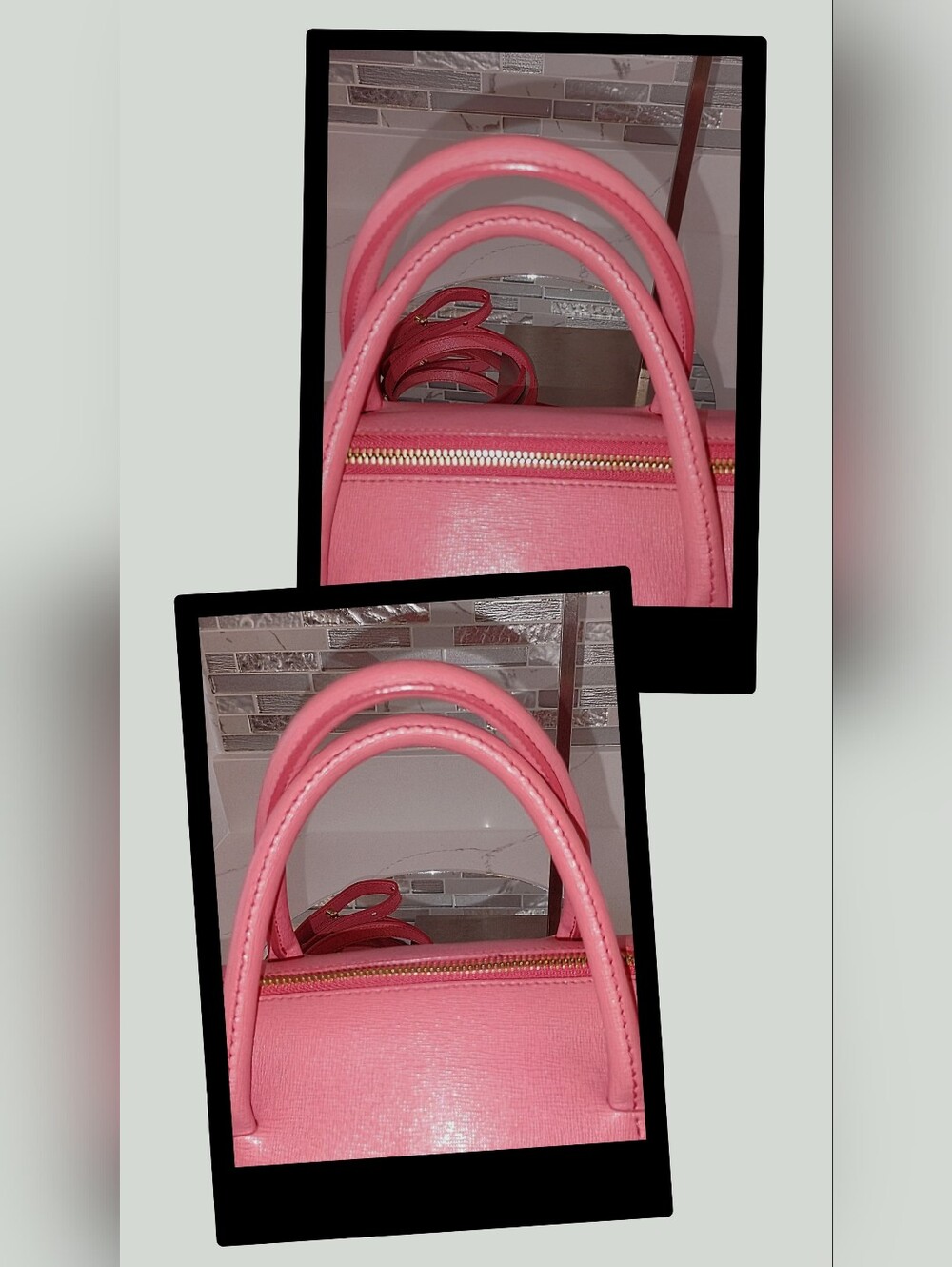 EUC Furla Boston Satchel Bag - Coral Pink GHW - Picture 8 of 15